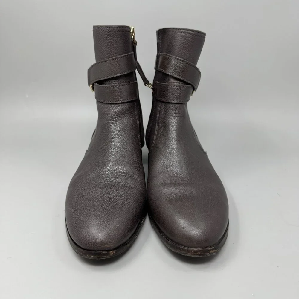Tory Burch Brown Leather Gemini Link Women’s Ankle Boots Size 9M